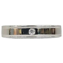 Tiffany & Co Diamond Together Double Milgrain Band Ring Platinum Size Silvery