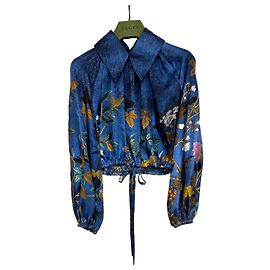 Gucci Blusa de sarga de seda estampada Tian Multicolor