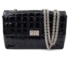 Chanel Borsa a tracolla con catena Patent Chocolate Bar Nero