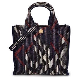 Burberry Mini Check Knit Tote Bag Black