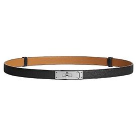 Hermès Cinturón Kelly para mujer Negro Hebilla Plateada Multicolor