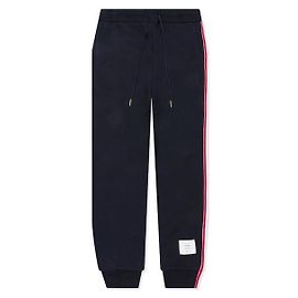 Thom Browne Pantaloni in cotone loopback a righe verticali Blu