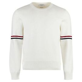Thom Browne Cotton Milano Stitch RWB Stripe Pullover Knit White