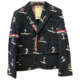 Thom Browne Women's Surfer Embroidered Blazer Navy Blue