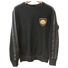 Balmain Moletom de couro com patch de leão na lateral Preto Preto