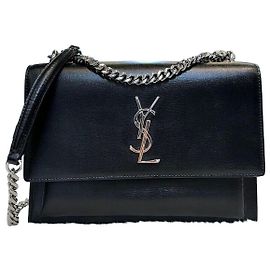 Saint Laurent Monogram Sunset Chain Bag Silver Black Black