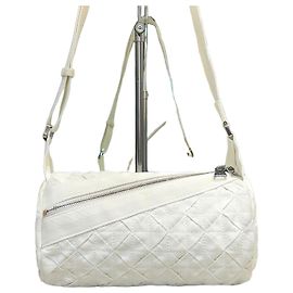 Bolsa Transversal de Lona Bottega Veneta Branco Branco