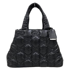 Gucci Grand sac cabas en cuir matelassé GG noir Noir