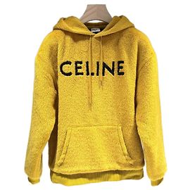 Céline Alpaca Hoodie mit Glitter-Logo Gelb Gelb