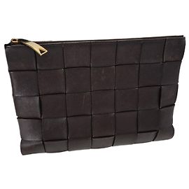 Bottega Veneta Intrecciato Cassette Flat Clutch Bag Black