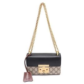 Gucci Bolsa de ombro e bolsa transversal Paddle Lock Padlock Supreme Small GG Chain Marrom