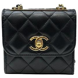Chanel Mini borsa a catena Trendy CC in agnello nero e oro Nero