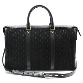 Saint Laurent Black Suede Monogram All Over Medium Duffel Bag Shoulder Bag Black