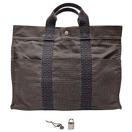 Hermès Furuto Canvas Tote Bag MM for Unisex Gray Brown