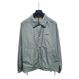 Dior Spread Silk Blend Embroidered Bomber Jacket Blue