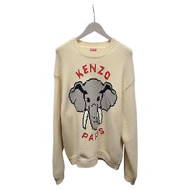Kenzo Elephant Pixel Knit Sweater White