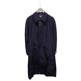 Thom Browne Giacca a vento lunga classica blu navy e oro Blu