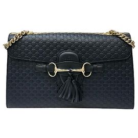Gucci Bolsa de ombro Emily Micro GG Shima Navy Preto