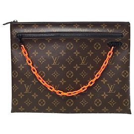 Louis Vuitton Virgil Abloh Monogram Chain Clutch Bag Brown