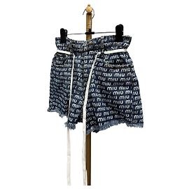 Balenciaga Pantalones cortos de denim con logotipo impreso Miu Miu Multicolor
