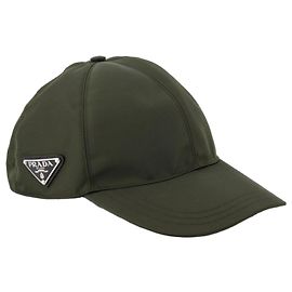 Prada RE-NYLON Triangle Logo Baseball Cap stamp: Black
