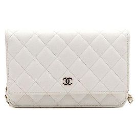 Chanel Bolsa de ombro e bolsa transversal com corrente CC dourada Branco