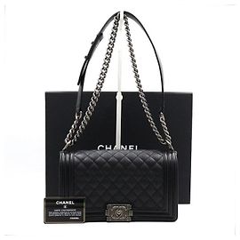 Chanel Boy Medium Flap Caviar Shoulder Bag Black