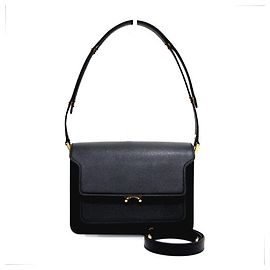 Marni Black Saffiano Leather Trunk Shoulder Bag Black