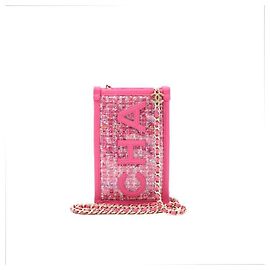 Chanel Bolsa de ombro e transversal em tweed e PVC rosa Rosa