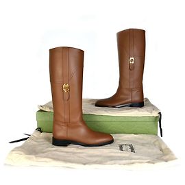 Gucci Botas de cuero con hebilla Multicolor