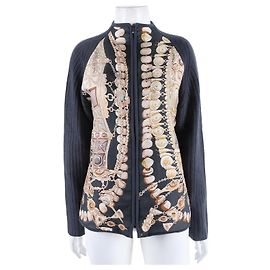 Cardigan com zíper e acabamento em seda Hermès Multicor
