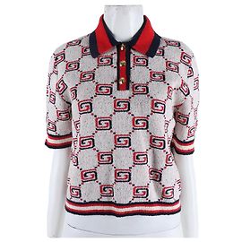 Pull en maille à manches courtes Gucci Bleu
