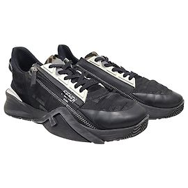 Fendi Sneakers basse in nylon e pelle nera Flow Nero