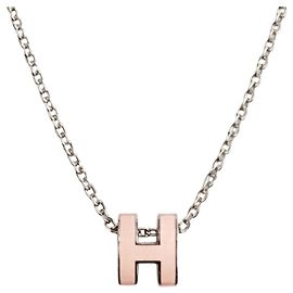 Hermès Mini Popashu Halskette Rosa Silber Draje Silber