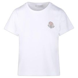 Moncler Damen T-Shirt aus Baumwolle mit Logo Weiß Silber