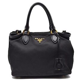 Prada Borsa Tote e Borsa a Spalla in Tessuto Re-Nylon Nero