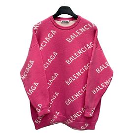 Balenciaga Oversized-Strickpullover mit Allover-Logo-Print Pink