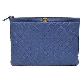 Chanel Caviar Boy Clutch Large Blue