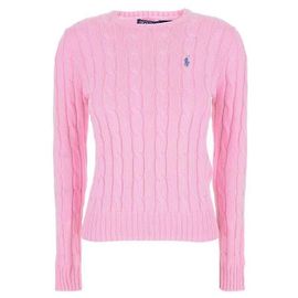 Ralph Lauren Strickpullover aus Pima-Baumwolle mit Zopfmuster und Pony-Logo Pink