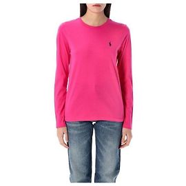 Ralph Lauren Besticktes Langarm-T-Shirt mit Pony-Logo Pink