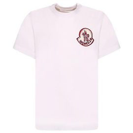 Moncler Baumwoll-T-Shirt mit Logo Weiß