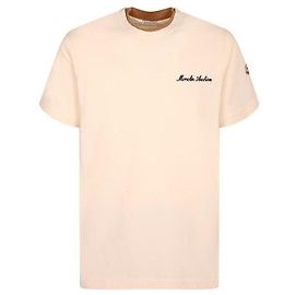 Moncler Camiseta de algodão com logotipo bordado Branco