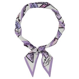 Prada Lenço skinny de sarja de seda estampado Roxo