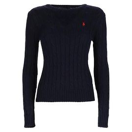 Ralph Lauren Piqué-Baumwollpullover mit Zopfmuster Blau