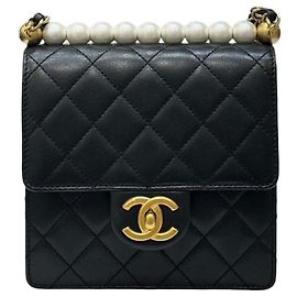 Chanel Borsa a tracolla Vintage Pearl Flap Black Nero