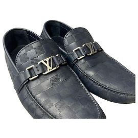 Louis Vuitton Mocassini da guida in pelle Damier Navy Blu