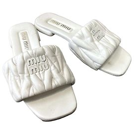 Sandales Miu Miu Matelassé Slipper White Blanc