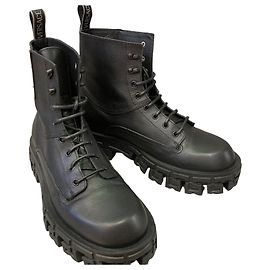Versace Botas biker de cuero negras Negro
