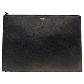 Saint Laurent Clutch Grande da Uomo Nero Nero