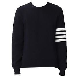 Thom Browne Diagonale Milano Strick Navy Blau